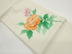 作家物　手描き牡丹模様名古屋帯